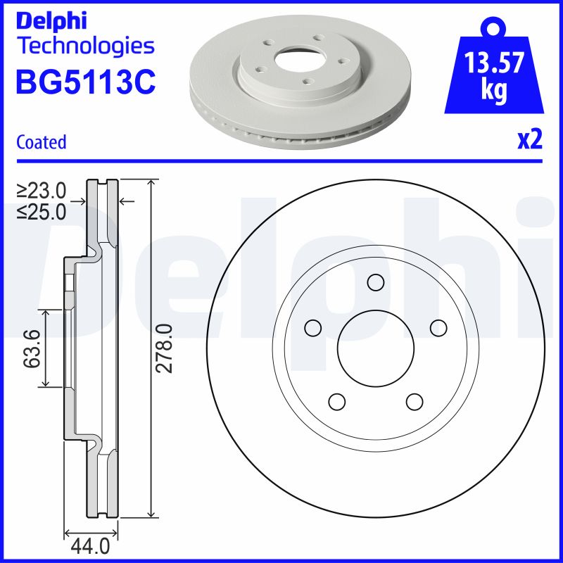 Тормозной диск   BG5113C   DELPHI