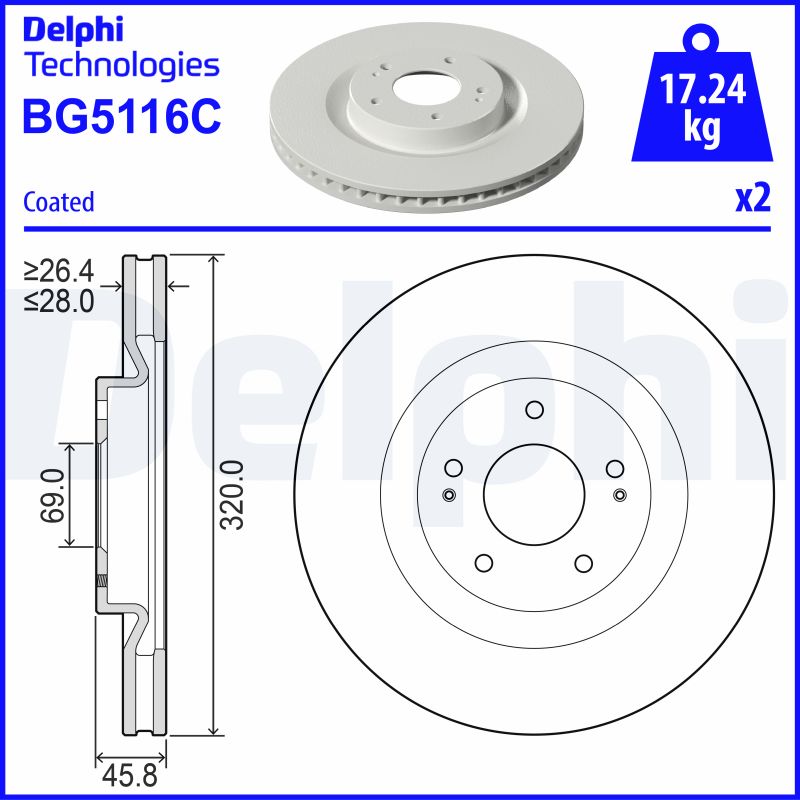 Тормозной диск   BG5116C   DELPHI