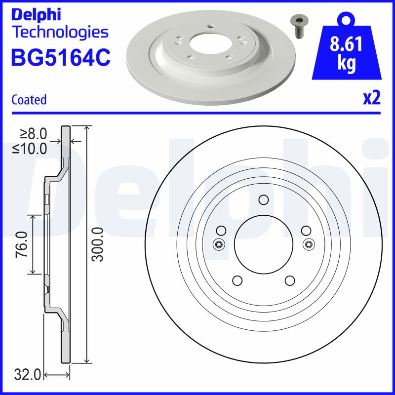 Тормозной диск   BG5164C   DELPHI