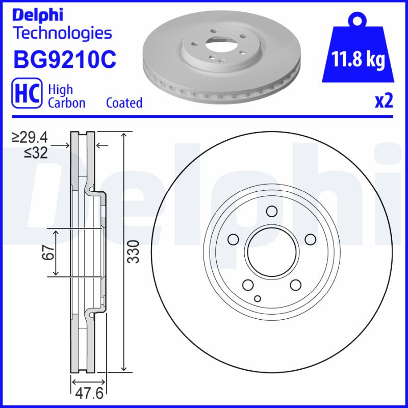 Тормозной диск   BG9210C   DELPHI