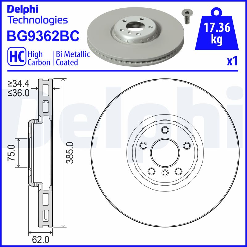 Гальмівний диск   BG9362BC   DELPHI