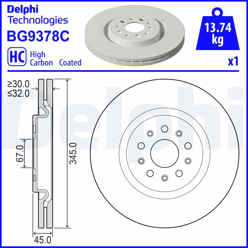 Гальмівний диск   BG9378C   DELPHI