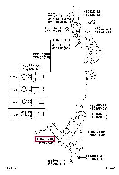 Болт крепления, рычаг   91554-L1690   TOYOTA