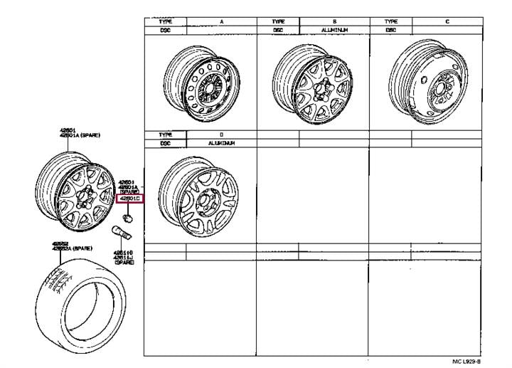 Гайка крепления колеса   90942-01007   TOYOTA