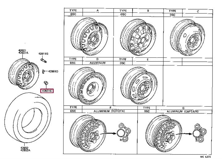 Колісна гайка   90942-01033   TOYOTA