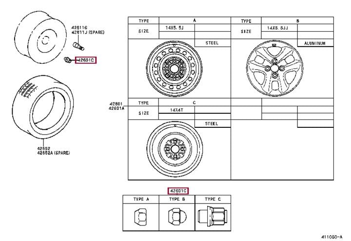 Колісна гайка   90942-01082   TOYOTA