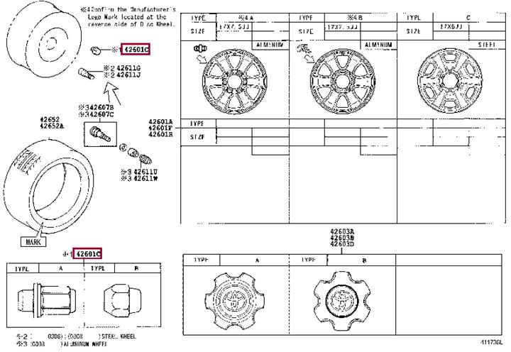 Гайка крепления колеса   90942-01104   TOYOTA