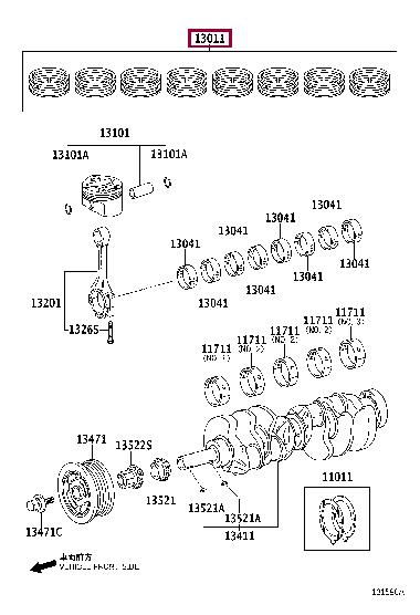 Комплект поршневых колец   13011-0S011   TOYOTA