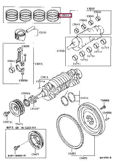 Комплект поршневих кілець   13011-11140   TOYOTA