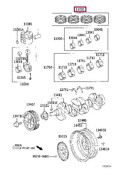 Комплект поршневих кілець   13011-33070   TOYOTA
