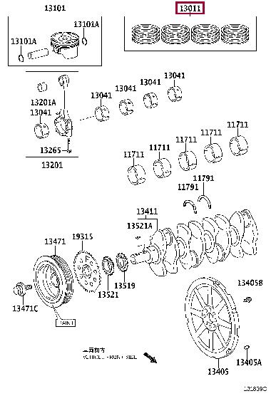 Комплект поршневих кілець   13011-37110   TOYOTA