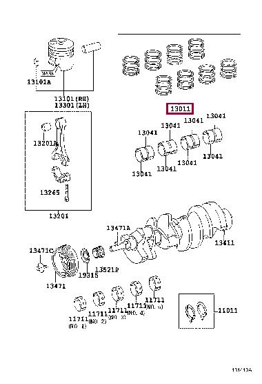 Комплект поршневых колец   13011-50162   TOYOTA