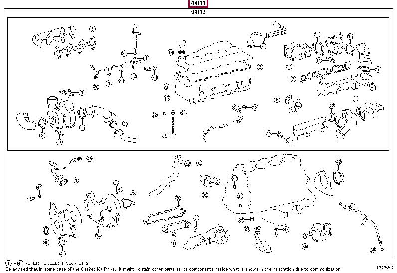 Повний комплект ущільнень, двигун   04111-30659   TOYOTA