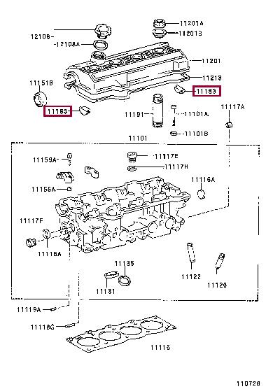 Комплект ущільнень, кришка голівки циліндра   11183-74010   TOYOTA