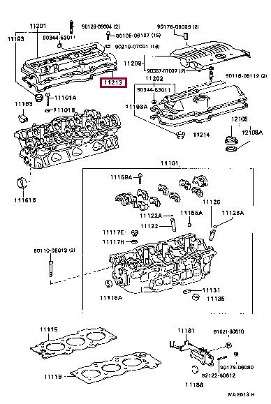 Комплект ущільнень, кришка голівки циліндра, TOYOTA 11213-62020 Комплект ущільнень, кришка голівки циліндра, TOYOTA 11213-62020