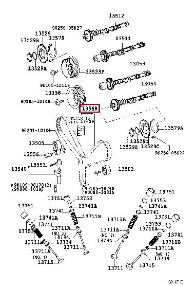 Комплект ремня ГРМ   13568-09070   TOYOTA