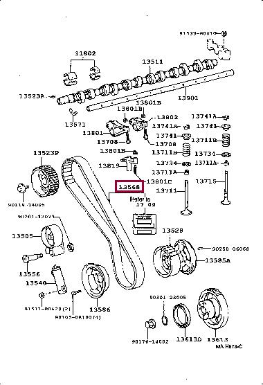 Комплект зубчастих ременів   13568-YZZ17   TOYOTA