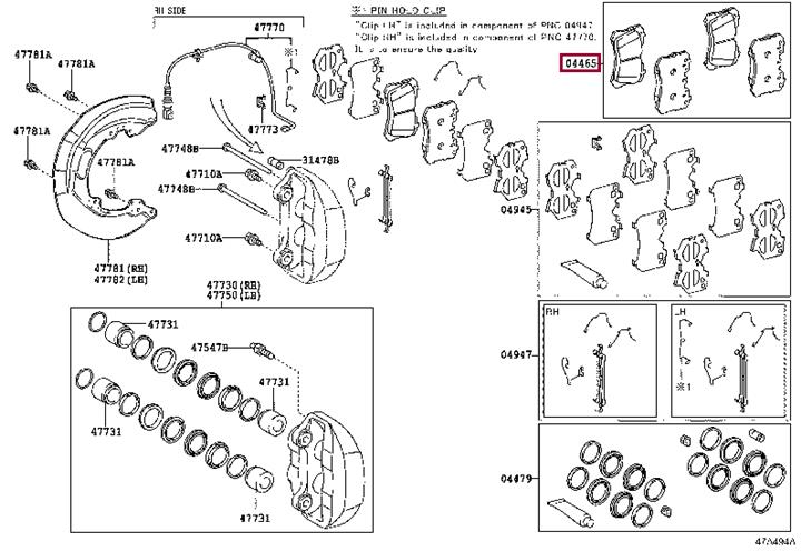 Комплект тормозных колодок, дисковый тормоз   044650W110   TOYOTA