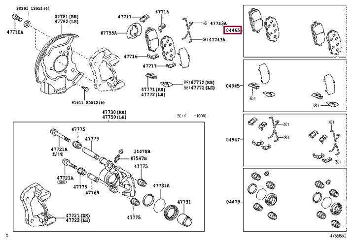 Комплект тормозных колодок, дисковый тормоз   04465 25090   TOYOTA