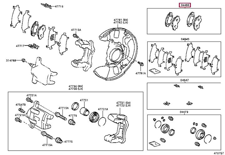 Комплект тормозных колодок, дисковый тормоз   04465-YZZDC   TOYOTA