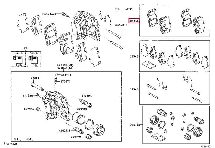 Комплект тормозных колодок, дисковый тормоз   04466 22190   TOYOTA