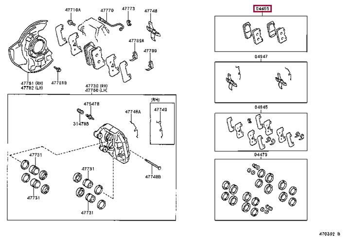 Комплект тормозных колодок, дисковый тормоз   446550070   TOYOTA