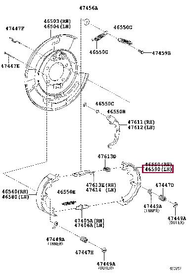 Комплект тормозных колодок, стояночная тормозная система   46590-48030   TOYOTA