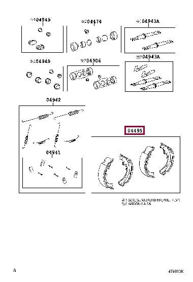 Комплект тормозных колодок   04495-0K120   TOYOTA