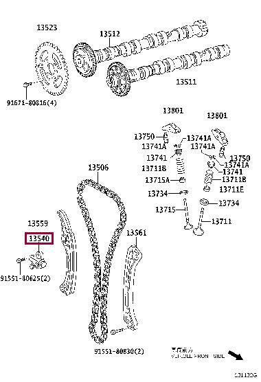 Комплект цели привода распредвала, TOYOTA 13540-26010 Комплект цели привода распредвала, TOYOTA 13540-26010