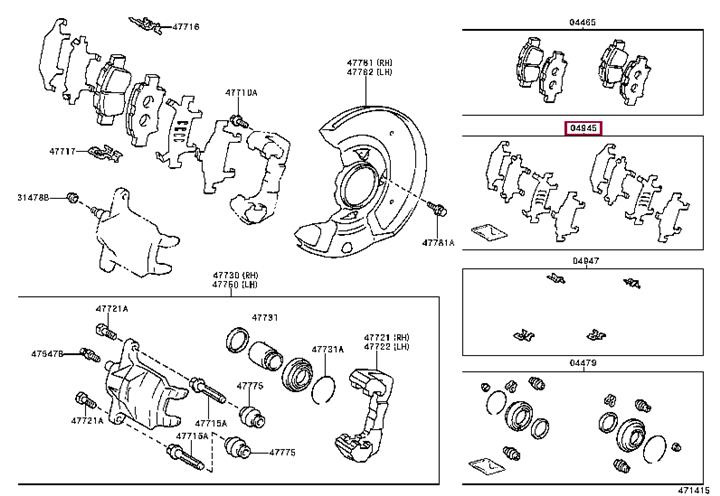 Комплектующие, колодки дискового тормоза   04945-20210   TOYOTA