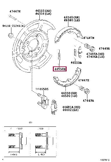 Комплект приладдя, колодка стоянкового гальма   90506-23052   TOYOTA