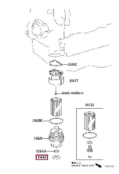 Кришка, корпус оливного фільтра, TOYOTA 15643-31050 Кришка, корпус оливного фільтра, TOYOTA 15643-31050