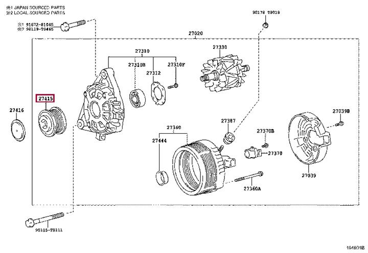 Механизм свободного хода генератора   27415-30010   TOYOTA