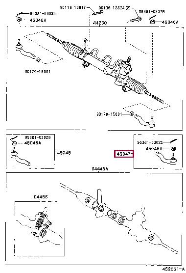 Наконечник поперечной рулевой тяги   45047-49025   TOYOTA