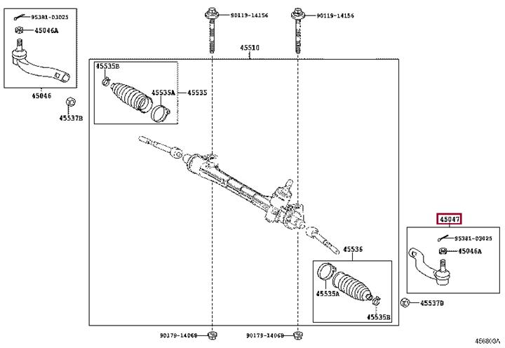 Наконечник поперечной рулевой тяги   45047-49135   TOYOTA