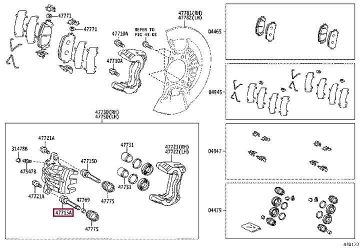 Направляющий болт, корпус скобы тормоза   47714-48150   TOYOTA