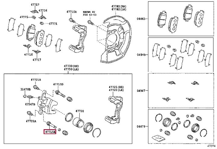 Направляющий болт, корпус скобы тормоза   47715-12A10   TOYOTA