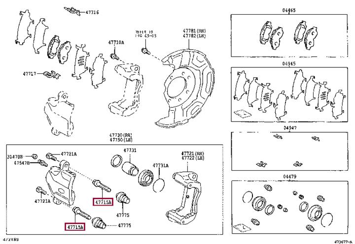 Напрямний палець, гальмівний супорт, TOYOTA 47715-47010 Напрямний палець, гальмівний супорт, TOYOTA 47715-47010