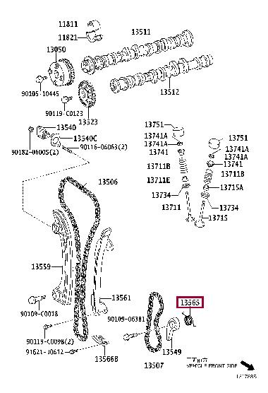 Натяжное устройство цепи, цепь привода распредвала, TOYOTA 1356528012 Натяжное устройство цепи, цепь привода распредвала, TOYOTA 1356528012