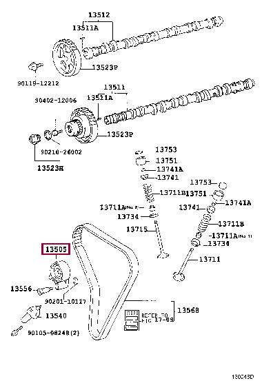 Натяжной ролик, ремень ГРМ   13505-46041   TOYOTA