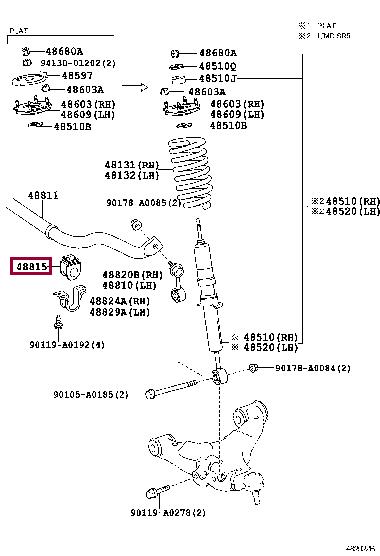 Опора, стабилизатор   488150C050   TOYOTA