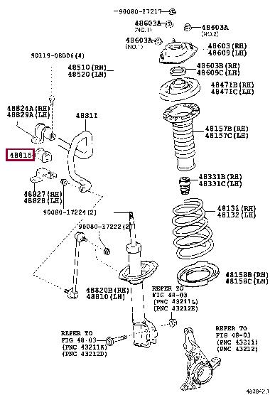 Опора, стабилизатор   488150T010   TOYOTA