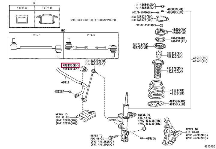 Опора, стабилизатор   48815-47030   TOYOTA