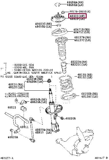 Верхня опора, стійка амортизатора   48609-12420   TOYOTA