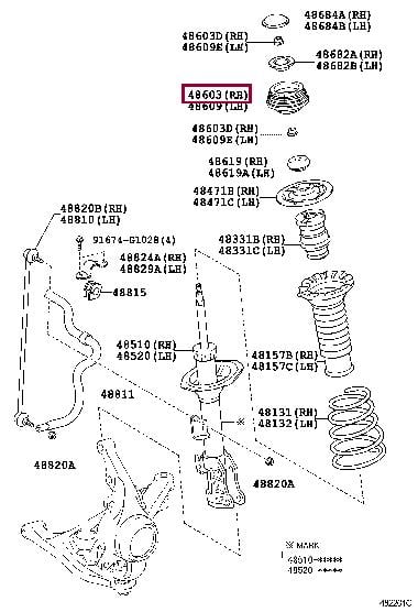 Верхня опора, стійка амортизатора   48609-52100   TOYOTA