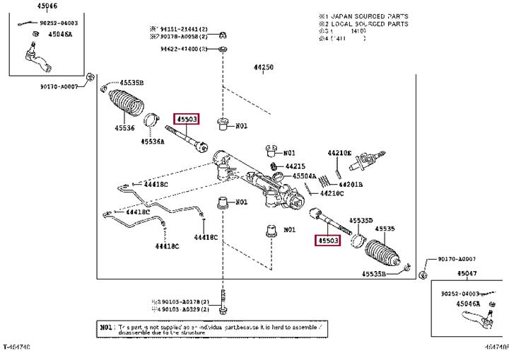 Осьовий шарнір, поперечна кермова тяга   45503-0C030   TOYOTA