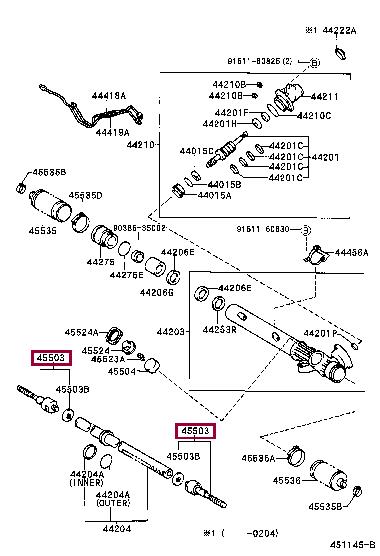 Осевой шарнир, рулевая тяга   45503-69015   TOYOTA