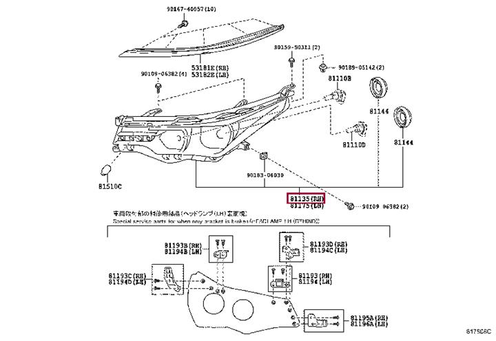 Основная фара   8113002L50   TOYOTA