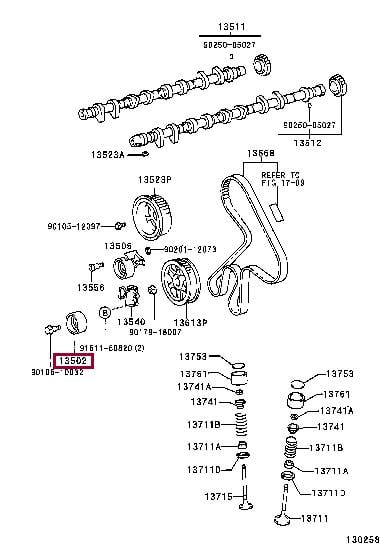 Паразитный / Ведущий ролик, зубчатый ремень   13503-27010   TOYOTA