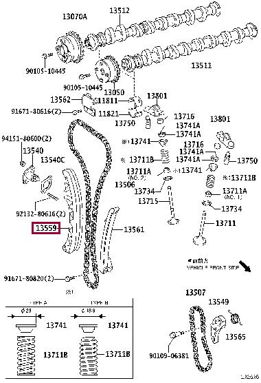 Планка успокоителя, цепь привода   13559-37020   TOYOTA